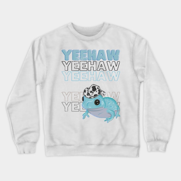 Yeehaw Blue Frog Wearing Cowboy Hat Crewneck Sweatshirt by RoserinArt